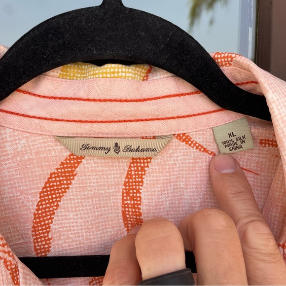 Tommy Bahama Orange/Rust Floral Hawaiian Silk Camp Shirt XL - Picture 10 of 13